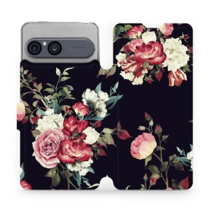 Flip pouzdro na mobil Sony Xperia 10 VII - Mobiwear VD11P, růže na černé