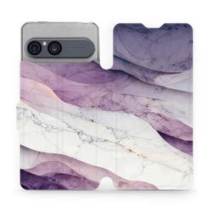 Flip pouzdro na mobil Sony Xperia 10 VII - Mobiwear VP31S, bílý a fialový mramor