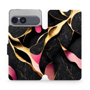 Flip pouzdro na mobil Sony Xperia 10 VII - Mobiwear VP35S, černý a zlatavý mramor