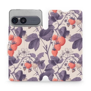 Flip pouzdro na mobil Sony Xperia 10 VII - Mobiwear VB01S, jahodový herbář