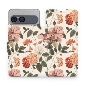 Flip pouzdro na mobil Sony Xperia 10 VII - Mobiwear VB12S, květiny ve stylu 50. let