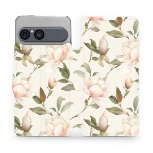 Flip pouzdro na mobil Sony Xperia 10 VII - Mobiwear VB17S, magnolie na bílé