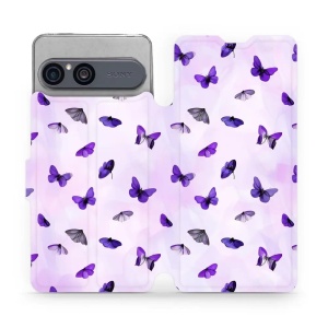 Flip pouzdro na mobil Sony Xperia 10 VII - Mobiwear VP76S, fialoví motýlci