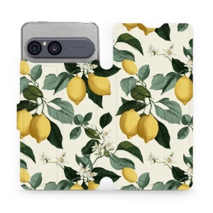 Flip pouzdro na mobil Sony Xperia 10 VII - Mobiwear VB02S, rozkvetlé citrony