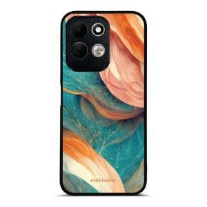 Lesklý kryt na mobil Xiaomi Redmi 17 - Mobiwear Glossy G025G, azurový a oranžový mramor