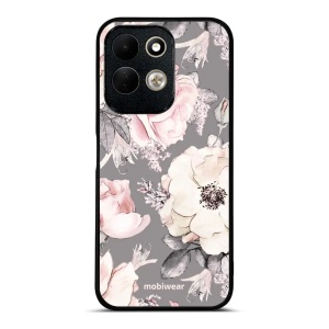 Lesklý kryt na mobil Xiaomi Redmi 17 - Mobiwear Glossy G034G, květy na šedém pozadí