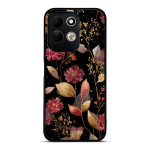 Lesklý kryt na mobil Xiaomi Redmi 17 - Mobiwear Glossy G171G, zlatavé lístky a květy