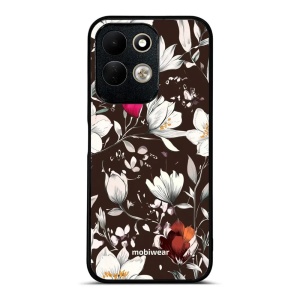 Lesklý kryt na mobil Xiaomi Redmi 17 - Mobiwear Glossy GP72G, květy na hnědé