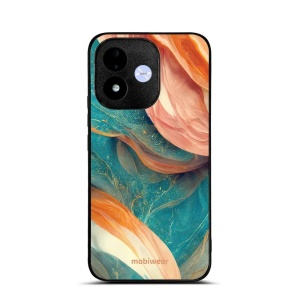 Lesklý kryt na mobil Xiaomi Redmi Note 17 - Mobiwear Glossy G025G, azurový a oranžový mramor