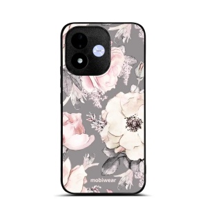 Lesklý kryt na mobil Xiaomi Redmi Note 17 - Mobiwear Glossy G034G, květy na šedém pozadí