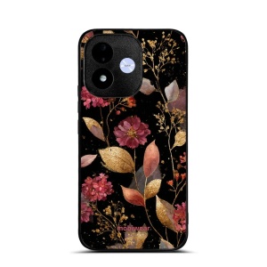 Lesklý kryt na mobil Xiaomi Redmi Note 17 - Mobiwear Glossy G171G, zlatavé lístky a květy