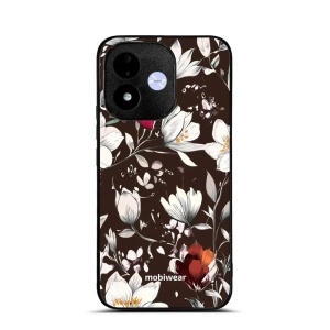 Lesklý kryt na mobil Xiaomi Redmi Note 17 - Mobiwear Glossy GP72G, květy na hnědé