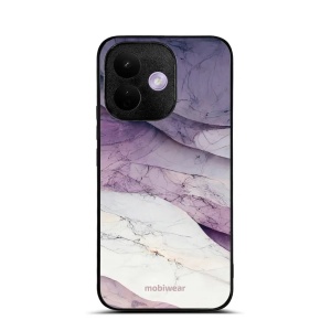 Lesklý kryt na mobil Xiaomi Redmi Note 17 Pro - Mobiwear Glossy G028G, bílý a fialový mramor