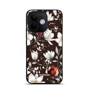 Lesklý kryt na mobil Xiaomi Redmi Note 17 Pro - Mobiwear Glossy GP72G, květy na hnědé
