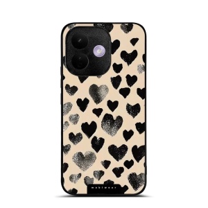 Lesklý kryt na mobil Xiaomi Redmi Note 17 Pro - Mobiwear Glossy GA51G, černá srdíčka