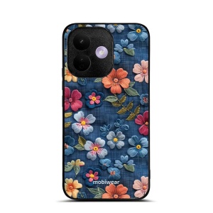 Lesklý kryt na mobil Xiaomi Redmi Note 17 Pro - Mobiwear Glossy GB05G, květiny na denimu