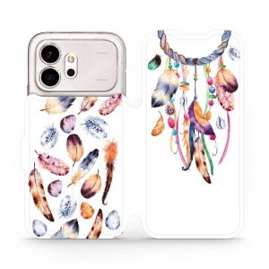 Flip pouzdro na mobil Honor 600 - Mobiwear M003S, lapač a barevná pírka