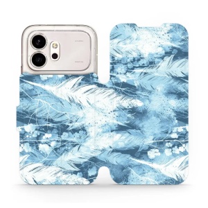 Flip pouzdro na mobil Honor 600 - Mobiwear M058S, světle modrá horizontální pírka