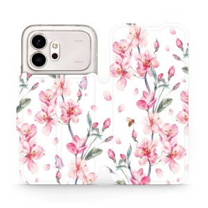 Flip pouzdro na mobil Honor 600 - Mobiwear M124S, růžové květy