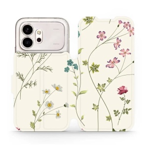 Flip pouzdro na mobil Honor 600 - Mobiwear MD03S, tenké rostlinky s květy