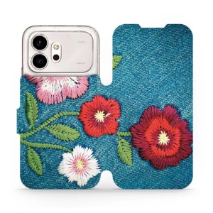 Flip pouzdro na mobil Honor 600 - Mobiwear MD05P, džínové květy
