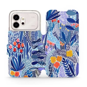Flip pouzdro na mobil Honor 600 - Mobiwear MP03P, modrá květena