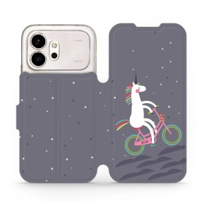 Flip pouzdro na mobil Honor 600 - Mobiwear V024P, jednorožec na kole