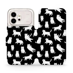 Flip pouzdro na mobil Honor 600 - Mobiwear V163S, bílé kočičky