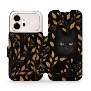 Flip pouzdro na mobil Honor 600 - Mobiwear V164S, černá kočka