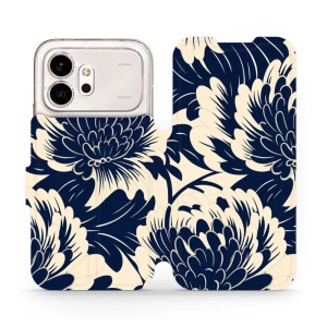Flip pouzdro na mobil Honor 600 - Mobiwear VA40S, modré a béžové květy