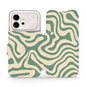 Flip pouzdro na mobil Honor 600 - Mobiwear VA57S, zelené a béžové zkrouceniny