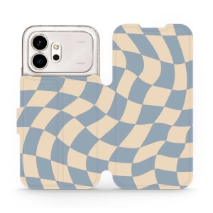 Flip pouzdro na mobil Honor 600 - Mobiwear VA59S, modrá a béžová šachovnice