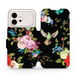 Flip pouzdro na mobil Honor 600 - Mobiwear VD09S, ptáčci a květy