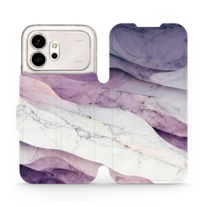 Flip pouzdro na mobil Honor 600 - Mobiwear VP31S, bílý a fialový mramor