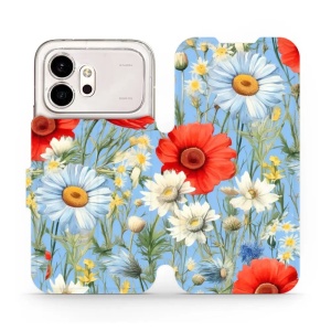 Flip pouzdro na mobil Honor 600 - Mobiwear VP44S, červené a bílé květy