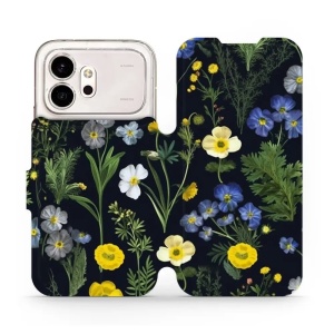 Flip pouzdro na mobil Honor 600 - Mobiwear VP47S, kvítky v černé