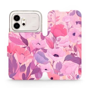 Flip pouzdro na mobil Honor 600 - Mobiwear VP74S, růžové květy snů