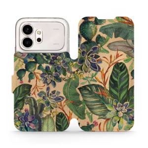 Flip pouzdro na mobil Honor 600 - Mobiwear VP05S, sukulenty