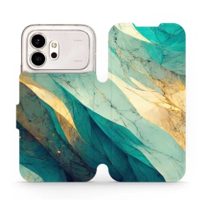 Flip pouzdro na mobil Honor 600 - Mobiwear VP37S, zlatavý a zelenkavý mramor