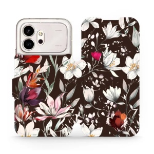 Flip pouzdro na mobil Honor 600 - Mobiwear VP72S, květy na hnědé
