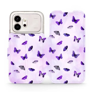 Flip pouzdro na mobil Honor 600 - Mobiwear VP76S, fialoví motýlci