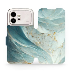 Flip pouzdro na mobil Honor 600 - Mobiwear VP34S, zelenkavý a zlatavý mramor