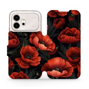 Flip pouzdro na mobil Honor 600 - Mobiwear VP45S, temné červené květy