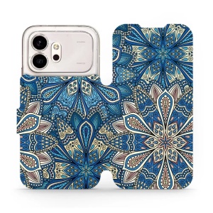 Flip pouzdro na mobil Honor 600 - Mobiwear V108P, modré mandala květy