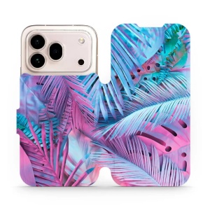 Flip pouzdro na mobil Honor 600 Pro - Mobiwear MG10S, fialové a modré listy