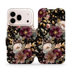Flip pouzdro na mobil Honor 600 Pro - Mobiwear V169S, zlatavé kvítky