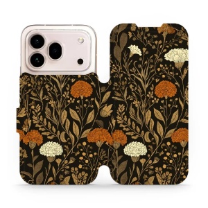 Flip pouzdro na mobil Honor 600 Pro - Mobiwear V174S, béžová a oranžová kvítka