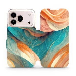Flip pouzdro na mobil Honor 600 Pro - Mobiwear VP36S, azurový a oranžový mramor