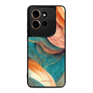Lesklý kryt na mobil Motorola Edge 60 Neo - Mobiwear Glossy G025G, azurový a oranžový mramor