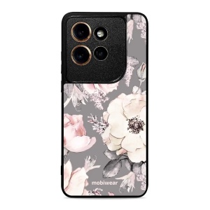 Lesklý kryt na mobil Motorola Edge 60 Neo - Mobiwear Glossy G034G, květy na šedém pozadí